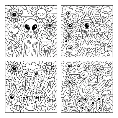 Surreal Black and White Coloring Page generated by AIGH AI Graphics Hub