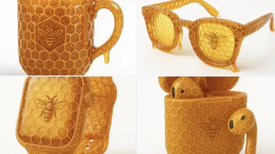 Transparent Honeycomb Deformation generated by AIGH AI Graphics Hub