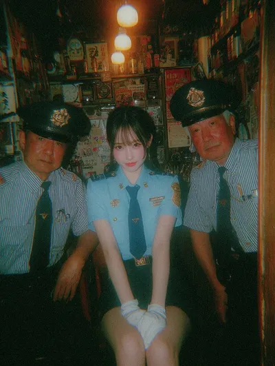 Beautiful Japanese woman in light blue police uniform generated by AIGH AI Graphics Hub