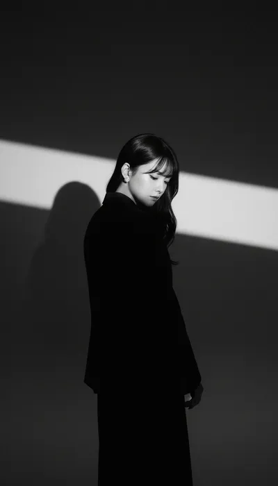 A dramatic black and white studio portrait generated by AIGH AI Graphics Hub