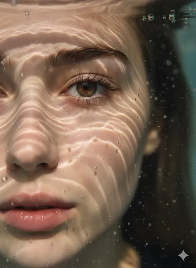 A hyper-realistic underwater close-up portrait with rich details generated by AIGH AI Graphics Hub