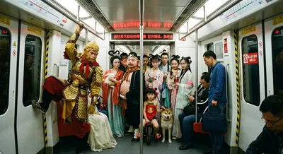 Journey to the West characters taking the subway generated by AIGH AI Graphics Hub