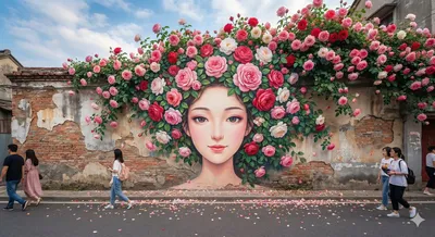 Street mural with strong photographic texture generated by AIGH AI Graphics Hub
