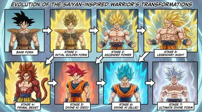 Super Saiyan Transformation Process generated by AIGH AI Graphics Hub