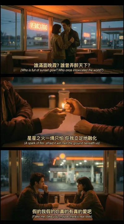 Generate cinematic image based on lyrics generated by AIGH AI Graphics Hub