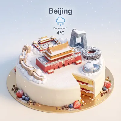 Cake made of city landmarks generated by AIGH AI Graphics Hub