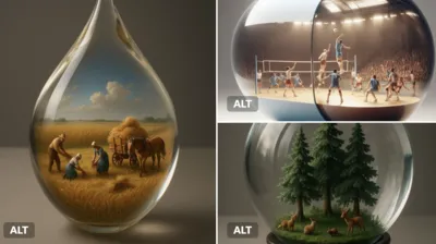 A Miniature 3D World in a Transparent Container generated by AIGH AI Graphics Hub