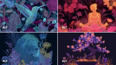 Neon Floral Harmony Illustration generated by AIGH AI Graphics Hub