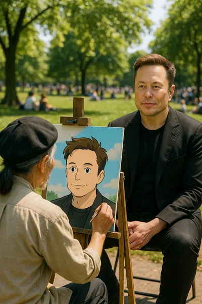 Musk Painting in the Park generated by AIGH AI Graphics Hub